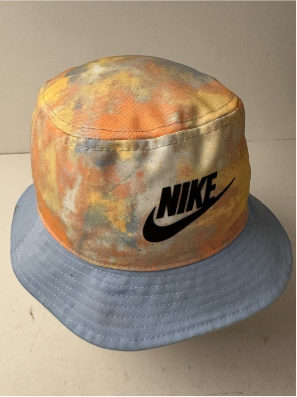 Nike Tie Dye Bucket Hat Mens SM Multicolor Orange Blue Futura Logo Sun Cap